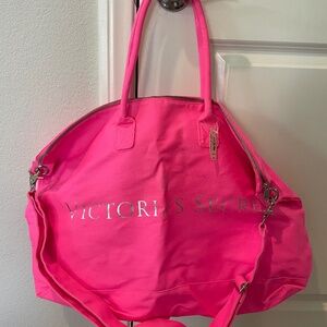 VICTORIA’S SECRET Large Neon Pink Crossbody Weekend Tote Duffle Bag